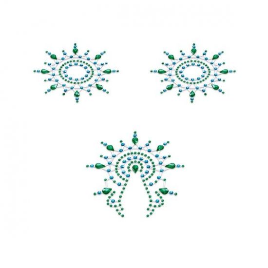 Lepítka GLORIA glittering jewelry green and blue 3 ks