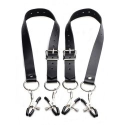 Štipce na klitoris Master Series Spread Labia Spreader Straps with Clamps