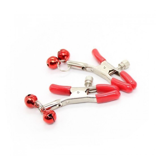 Skřipce na bradavky se zvonečky Bad Women  adjustable nipple clamps