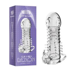 Návlek na penis Denon Crystal Sleeve 139 mm s vibrujúcim zajačikom