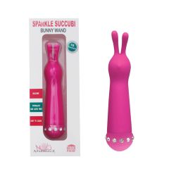 Fashion Succubi Vibračné dildo, Zajačikov prútik s bielymi kamienkami okolo základne, Design USA