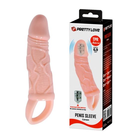 Návlek na penis, vibrácie pri kontakte Penis Sleeve Carson 14cm