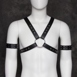 Kožený hrudný pás a opasky cez paže, cvočky, pre ženy a mužov, BDSM