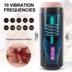 Masturbátor penisu TITAN KYA, teleskopický a vibračný pohyb + funkcia ženské stonanie