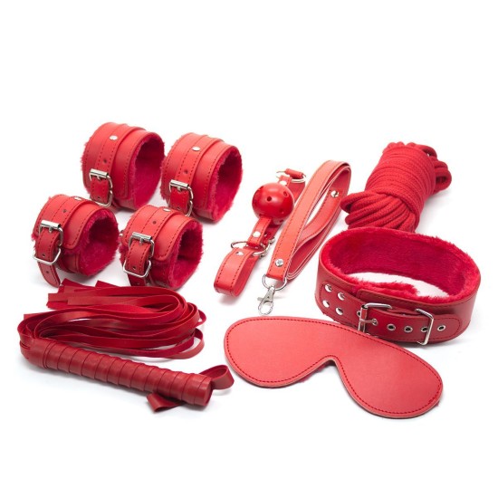 Sedemdielna sada Bondage Sexys toy, BDSM, červená