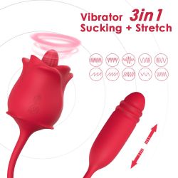 ROSE Vibrátor, dildo, lízanie, prirážanie, G Spot, 3 v 1,