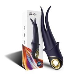 SHADOW VIBRATOR S DVOJITOU HLAVOU, farba tmavo modrá, čierna a zlatá