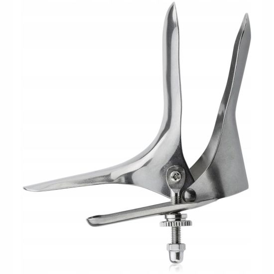 Vaginal speculum - vaginální zrcátko, erotický vaginální vizorátor, kovový roztahovák vaginy, stříbrný