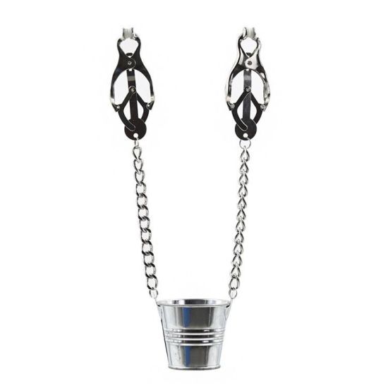 Kovové svorky na bradavky s kbelíkem na řetízku, nipple clamps with buckets/jugs