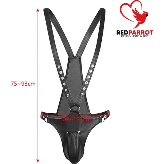Tanga cudnosti s ramenními popruhy, Umělá kůže, BDSM, Dominance, Kalhotky